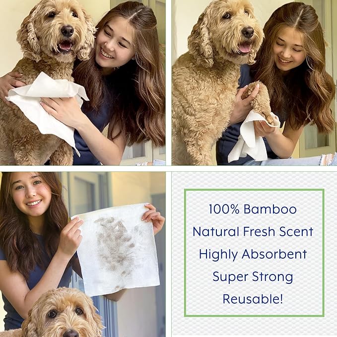StripHair DOG Grooming Kit 8-piece: The Gentle Groomer 6-in-1 Shedding Coat Shine Massage and Pet Hair Remover Tool, Storage Pouch, 2 Packs Bamboo Wipes, 2 Coat Cleaners, Dog Bowl, Tote Bag