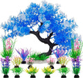 MyLifeUNIT Fish Tank Decorations, 15 Pack Artificial Aquarium Plants Tree Set for Fish Tank Decor (Bule Set)