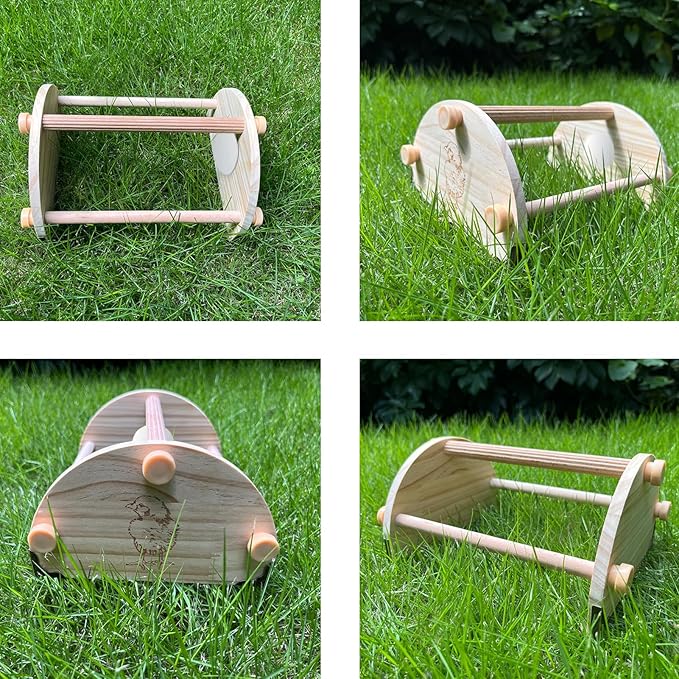 Pine Chicken Perch with Mirror and Metal Corners, Strong Solid Mini Small Chick Jungle Gym Roosting Bar, Chicken Toys for Coop and Brooder, Training Perch Toys for Large Bird, Parrot, Macaw, Hens
