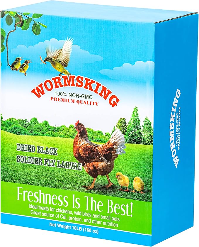 10LB Dried Black Soldier Fly Larvae, More Calcium Than Dried Mealworms, High Protein Chicken Feed, Poultry Treat