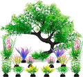 MyLifeUNIT Fish Tank Decorations, 15 Pack Artificial Aquarium Plants Tree Set for Fish Tank Decor (Green Set)