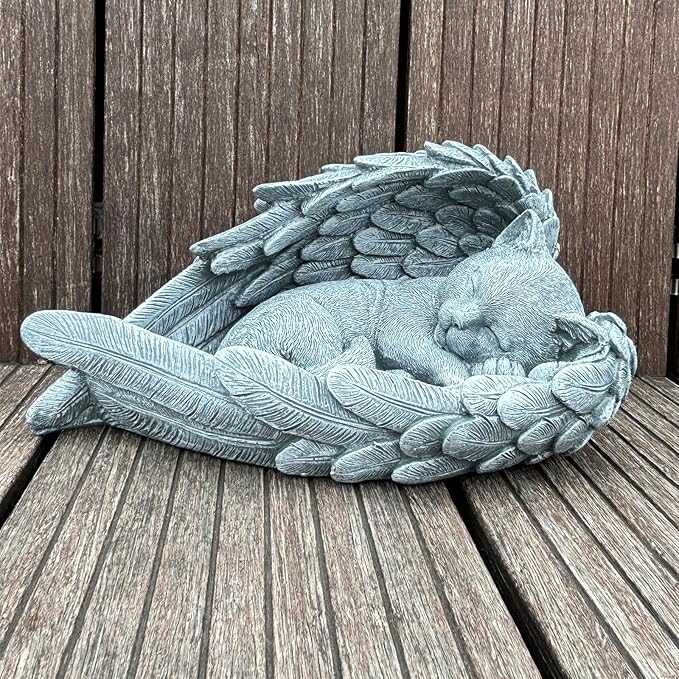 Personalized Garden Cat Memorial Stone - Peaceful Sleeping Kitten Angel Statue for Garden, Remembrance, cat memorial for graver and Loss - Pet Sympathy Gift，Cat Outdoor Memorial Gifts Gifts for Kitty