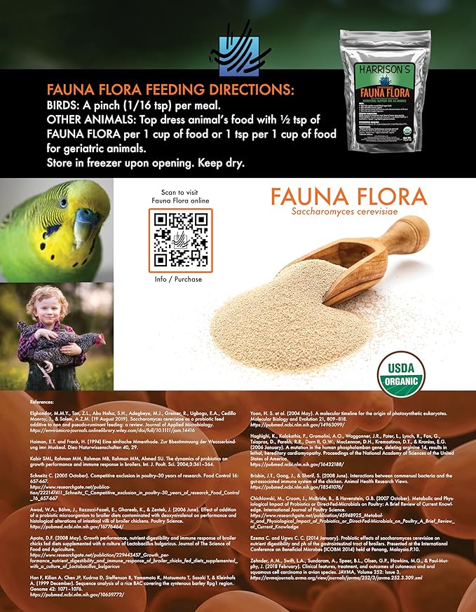 Harrison's Fauna Flora 2 Oz. A Source of Live, Naturally Occurring Enzymes for Birds