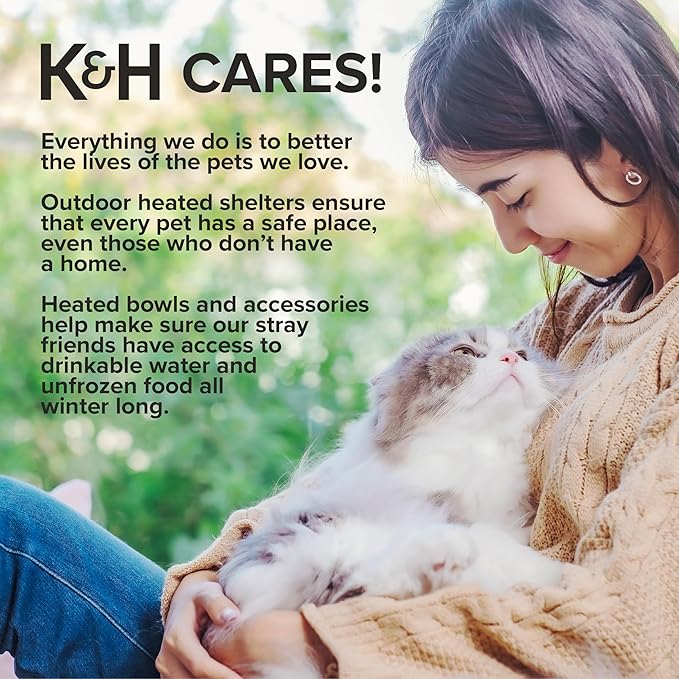 K&H Pet Products Heated Outdoor Cat House for Outside Pets in Winter, Weatherproof Outdoor House for Ferals, Insulated Kitty Shelter, 2 Doors, Waterproof Heated Cat Bed, Safety Listed - Camo 20W