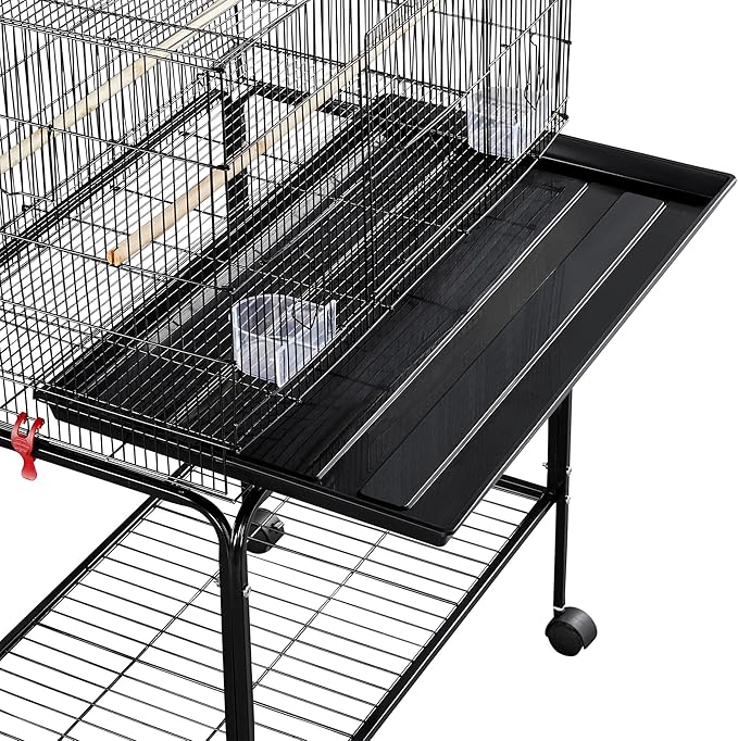 Yaheetech 65-inch Flight Bird Cages for Lovebirds Canaries Parrots Parakeets Budgies Finches Cockatiels Conures with Detachable Rolling Stand, Black