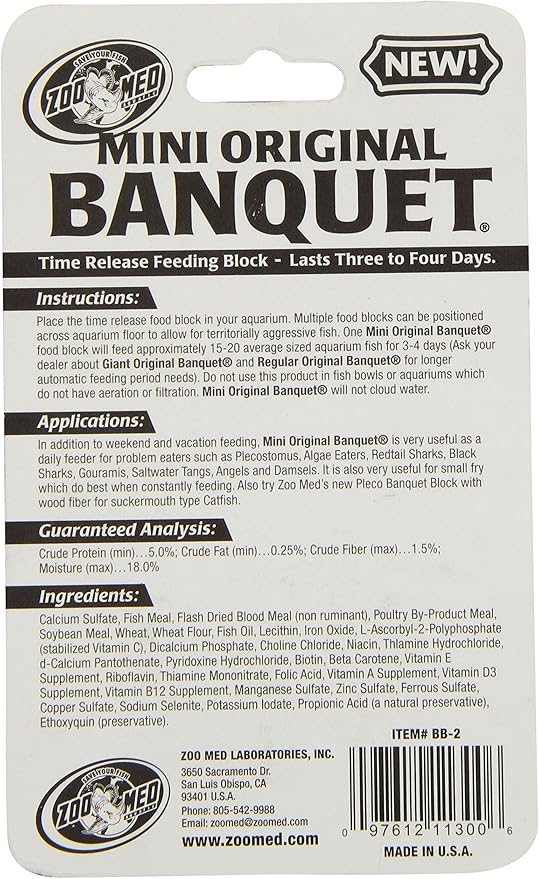 Zoo Med Laboratories AZMBB2 Mini Banquet Block Feeders, Fish, 0.02 pounds (Pack of 2)