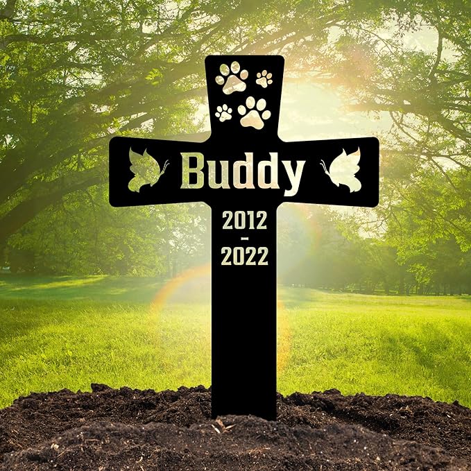 Custom Cat Grave Markers Outdoor | Personalized Pet Grave Markers| Memorial Headstone for Cat with Photo | Thoughtful Remembrance Decor for Pets Graves (M - Nes-gm-101)