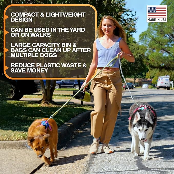 Neater Pet Brands Lift N’ Bag 2.0 Dog Pooper Scooper with Bag Attachment for Small to Large Dogs, New & Improved Design, 195 Refill Bags, Heavy Duty Dog Poop Scooper for Yard & Walks, One-Hand Use