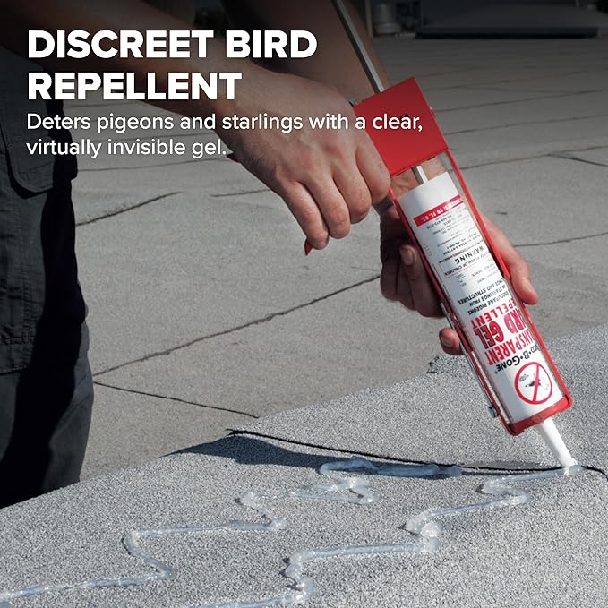 Bird B Gone - Transparent Bird Gel - Bird Repellent Gel (12 Pack), Pigeon Deterrent for Balcony, Bird Deterrents for Outside, Bird Repellent Devices Outdoor, Bird Proof Gel for Pigeons Starlings
