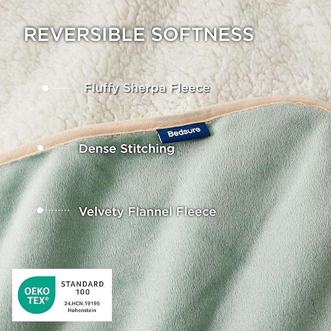Bedsure Waterproof Dog Blankets for Large Dogs - Large Cat Blanket Washable for Couch Protection, Sherpa Fleece Puppy Blanket, Soft Plush Reversible Throw Furniture Protector, 40"X50", Light Green