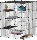 PawHut Cat Cage Indoor, DIY 4 Tier Cat Enclosure with Hammock, 3 x 3 x 4 Detachable Wire Cat Kennel with Ramps, Jumping Platforms, Doors, for 1-3 Cats, 41" L x 41" W x 55" H, Black