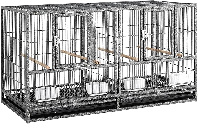 Topeakmart 21" Divided Breeding Bird Cage for Parakeet Canary Lovebird Finch Budgie with Rolling Stand