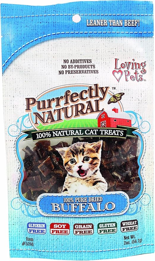 Loving Pets Purrfectly Natural Freeze Dried Buffalo Meat Strips For Cats, 2-Ounce