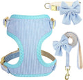 Didog Cute Small Dog Harness Collar and Leash Set with Bowtie, Breathable Soft Mesh Padded Puppy Harness, Dog Harness for Small Dogs Daily Walks Parties, Holiday Gatherings & Gifts, Blue, M