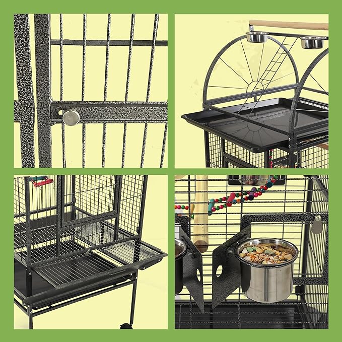 68'' Large Parrot Cage, Large Bird Cages for Parrots,Conure Cage for Birds, Cockatiel Cage with Birdcage Cover,Play Top,Feeders,Slide-Out Tray,Seed Catcher for Cockatoo,African Grey,Lovebird