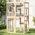 64 Inch Catio Outdoor Cat Enclosure, Large Cat House for Outdoor Cats with Updated Framework Structure, Outside Cat Patio Cattery Weatherproof for Multiple Cats, Natural