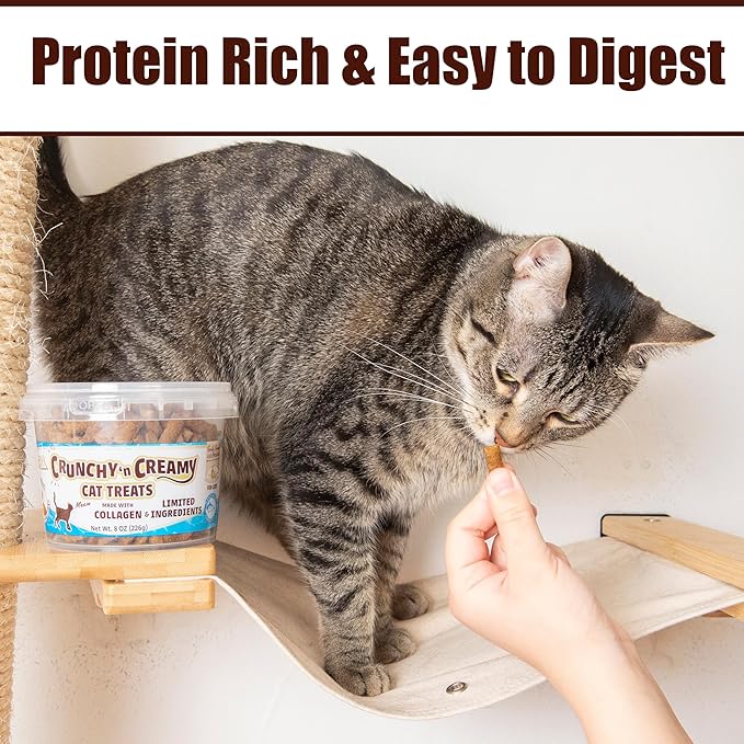 Fieldcrest Farms Nothin’ to Hide Collagen Cat Treats – Crunchy & Creamy Cat Snacks, High-Protein Healthy Treats for Skin, Coat & Joint Support, Tuna Flavor, 8 oz.
