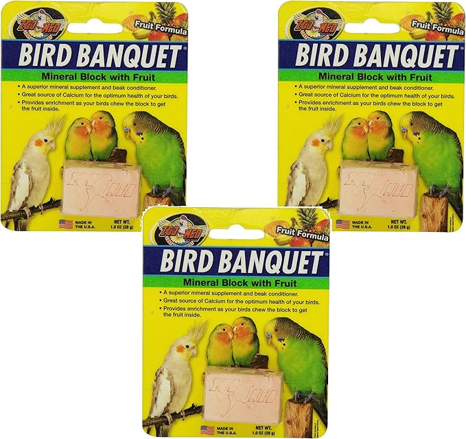 Zoo Med Laboratories Bird Banquet Fruit Mineral Blocks, Small (3 Pack)