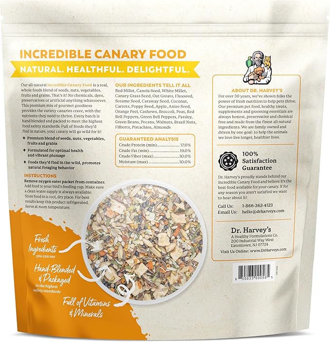 Dr. Harvey's Incredible Canary Blend, Natural Food for Canaries (4 pounds)