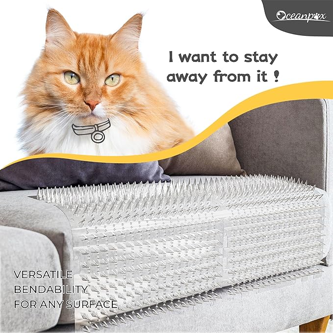 Scat Mat for Cats 16 x 13 Inch, 12 Pack Cat Deterrent Mat Outdoor Indoor, Cat Spikes with 50 Stickers