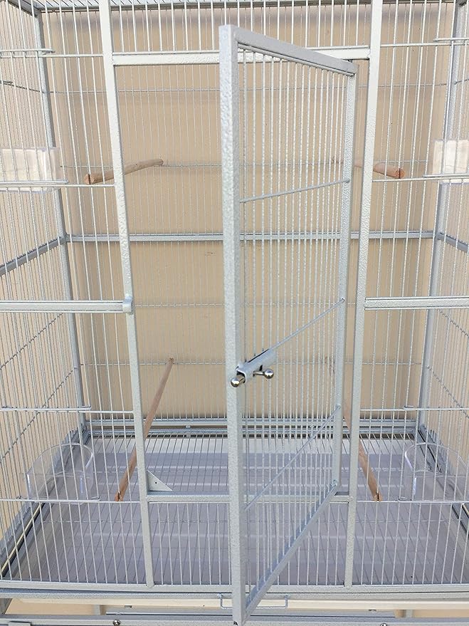 64" Extra Large Wrought Iron Side Nesting Box Doors for Flight Breeding Canary Parakeet Cockatiel Lovebird Finch Bird Flight Home Cage Easy to Clean Pull Out Tray with Removable Rolling Stand