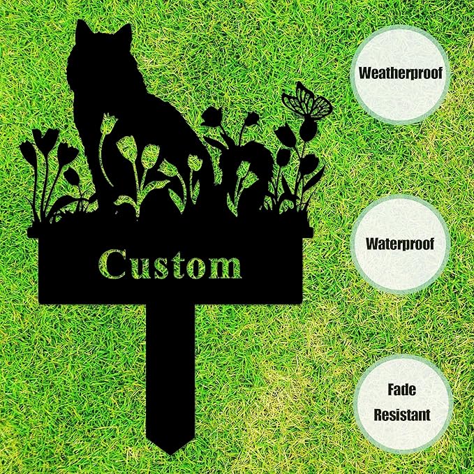 Personalized Cat Grave Marker Outdoor, Custom Cat Memorial Stake, Cat Memorial Garden Stake, Custom Flowers Cat Memorial Plaque, Cat Memorial Gifts for Loss of Cat