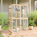 COZIWOW Upgraded Outdoor Cat Catio with Window Access & Jumping Platforms, Weatherproof Wooden Cat Enclosure for Patio/Garden/Backyard (Wood, 2 Platforms + Hammock, Supports 44lbs)