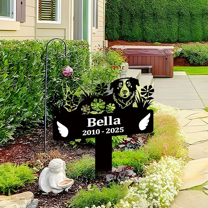 Pet Grave Markers Dog,Metal Pet Headstone for Lost Dog Sympathy Gift,Waterproof Dog Grave Markers for Garden or Indoor,Dog Tombstone Garden Memorial Graves (Dog)