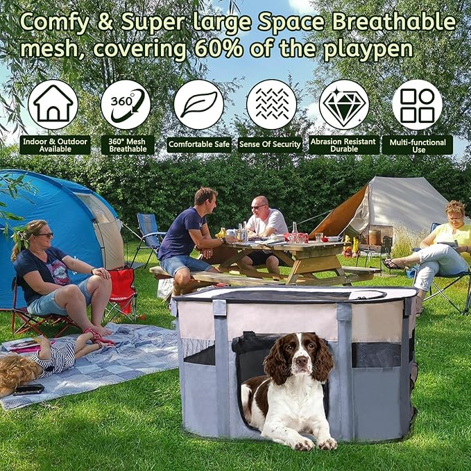 Dog Playpen,Pet Playpen,Foldable Puppy Cat Playpen, Dog Playpen for Indoor Dogs Enclosed, Indoor Outdoor Travel Camping Use, Dog Kennel Tent Crate for Rabbit Small Animals with Carrying Case