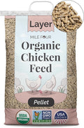 Mile Four Organic Chicken Feed (46 lbs) Layer Pellet, Non-GMO, USA Grown, 16% Protein, Corn-Free, Soy-Free, Non-Medicated Feed for Chickens