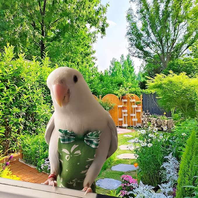 6Pcs Bird Diapers Bird Harness Flight Suits Diapers Reusable Parrot Nappy with Waterproof Inner Layer Washable Cute Urine Wet Suit Costume for Cockatiel Conure Budgie Macaw Parakeet, L