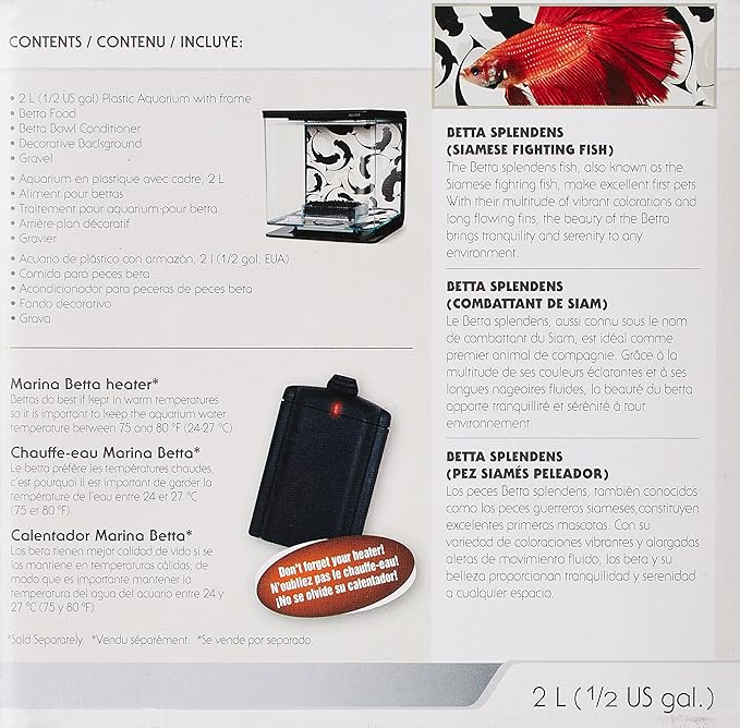 Marina Betta Aquarium Starter Kit, Ying/Yang