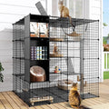 DWVO Large Cat Cage with Storage Cube, 4 Tiers DIY Indoor Cat Enclosures Metal Cat Playpen Catio with Large Hammock for 1-4 Cats