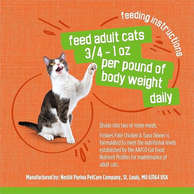 Purina Friskies Wet Cat Food Pate, Chicken and Tuna Dinner - (Pack of 24) 5.5 oz. Cans