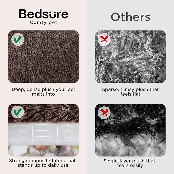 Bedsure Calming Dog Bed Medium Size Dog - 30in Donut Round Washable Medium Pet Bed,Anti-Slip＆Removable Cover,420GSM Anti-Anxiety Fluffy Plush Faux Fur,Fits up to 45 lbs Pets,Plus Version