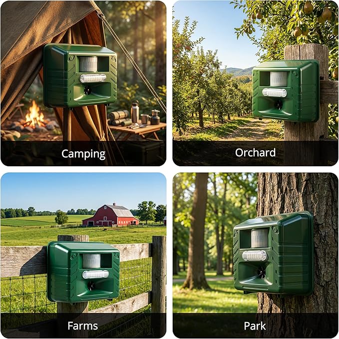 ASPECTEK Ultrasonic Outdoor Animal Pest Repellent, Yard Sentinel RC Pest Repeller Pest Control includes Motion Detector, 4 Key Remote - Rodents, Cats, Rats, Mouse, Mice, Deer, Frequency: 15-18 kHz