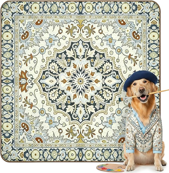 FXW Washable Pee Pads for Dogs, Puppy Pads with Super Absorbent, Specifically Designed for Rollick/Homeplus 24inch 8 Panels Dog Playpen, 63" Square, Boho Beige, 1 Pack