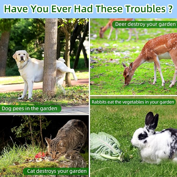 2026 New Solar Ultrasonic Animal Repeller Outdoor Deer Repellent Devices with Motion Sensor & Flashing Light,Animal Deterrent Devices for Cat Squirrel Raccoon Dog Rabbit Skunk for Yard Garden,4 Pack