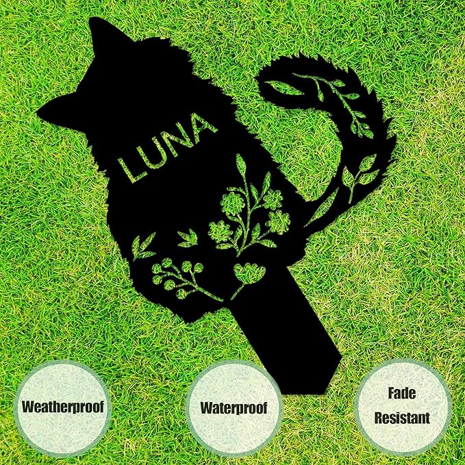 Personalized Cat Memorial Stake, Cat Grave Marker, in Memorial of Cat, Cat Loss Gift, Cat Name Sign Pet Sympathy Gift Cat