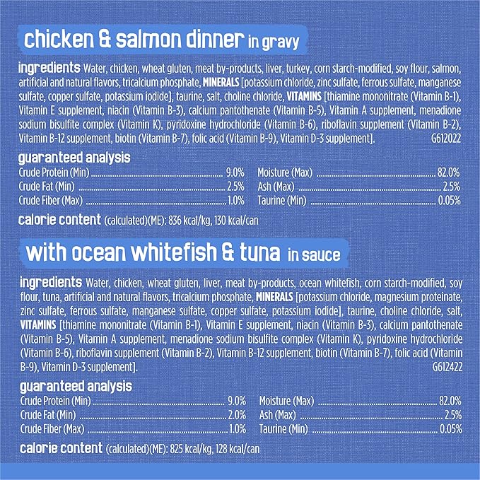 Purina Friskies Gravy Wet Cat Food Variety Pack, Savory Shreds With Beef, Turkey and Cheese Dinner, Chicken and Salmon Dinner, With Ocean Whitefish and Tuna - (Pack of 32) 5.5 oz. Cans