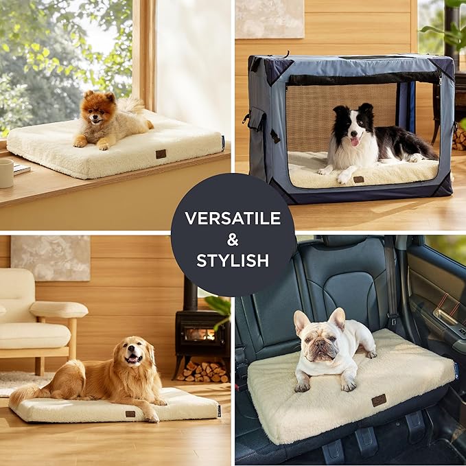 Bedsure Self Warming Dog Beds Large Sized Dog - Extra-Large Puppy Bed with Removable Washable Cover, Orthopedic Egg Crate Foam Pet Mat, Suitable for Pet Up to 100 lbs (Non Electric)
