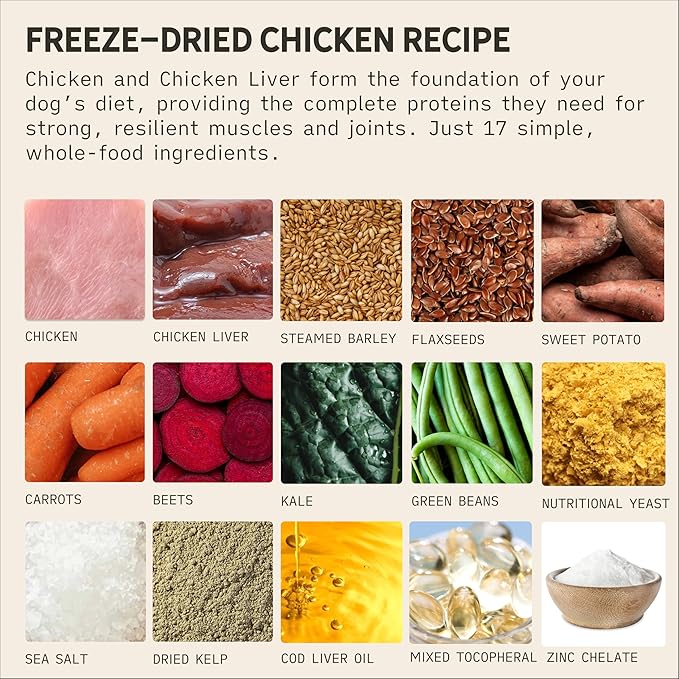Tally's Ranch Freeze-Dried Raw Dog Food | Complete & Balanced Meal, Topper or Mixer | Real Chicken | High Protein Diet for Picky Eaters | Vet Formulated, Made in USA, Whole Food Ingredients (2lb Bag)