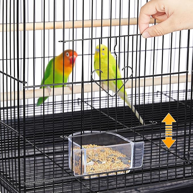 Topeakmart Flight Cages for Parakeets Small Birds Budgies Finches Canaries Lovebirds Sun Conures Parrots Bird Cage w/Rolling Stand, Black