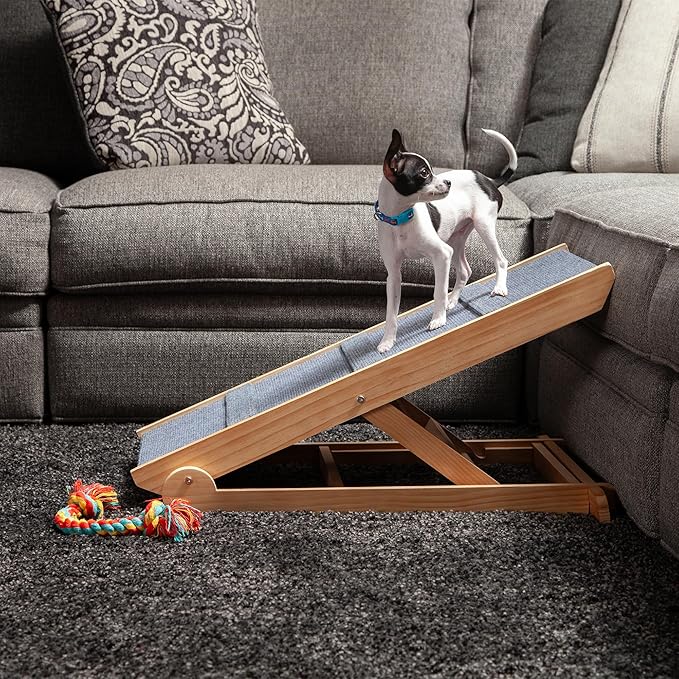 Dog-Proofer Pet Ramp - Lightweight and Durable Non-Slip Design for Pets Up to 150 Pounds, 6 Adjustable Easy-Access Heights, Folds Flat for Compact Storage, Up to 24.68 Inches Tall
