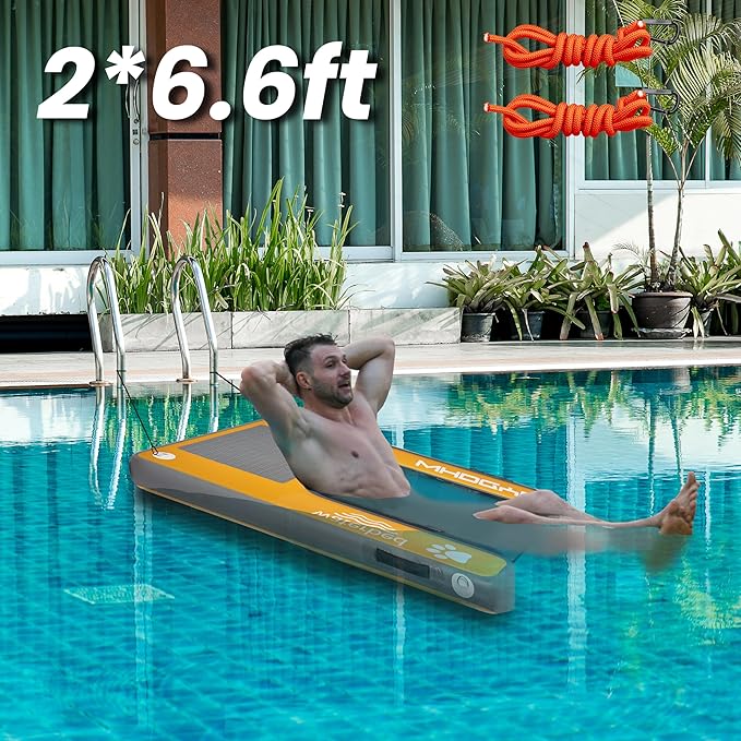 Inflatable Pup Plank Dog Float Floating Ramp Ladder for Pools Boats Docks Dog On Water Ladder Steps for Swimming Pets Up to 200 Pounds Water Bed for Human,Send Frisbee