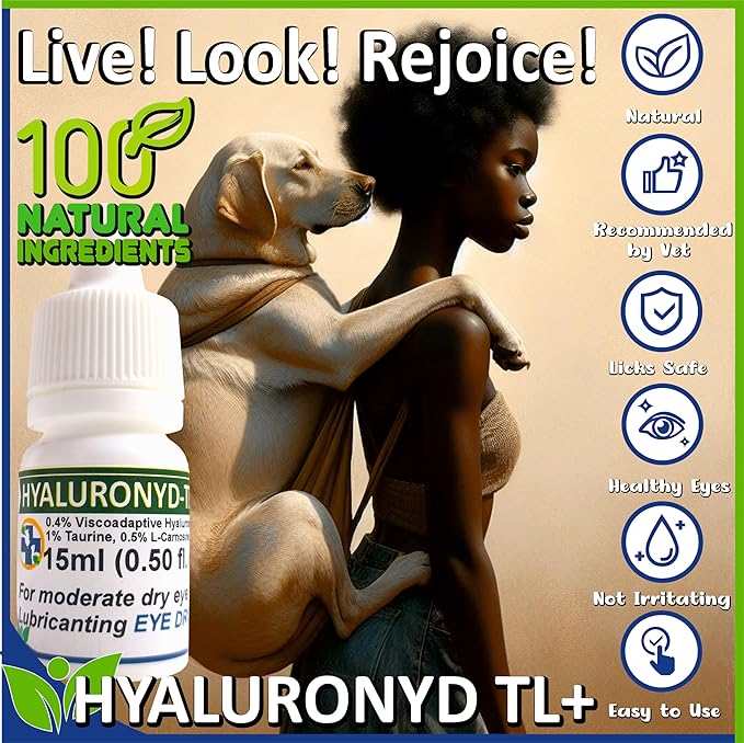 Lubricating Gel Eye Drops 15ml with Hyaluronic Acid 0.4% & L-Carnosine & Taurine for Pets Cat/Dog Moisturizer Soothes Dryness and Irritation & Itchy, Daily Use to Relieve Dry Eyes, Artificial Tears