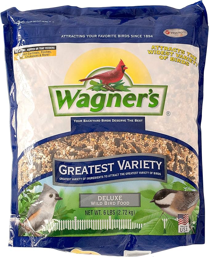 Wagner's 62034 Greatest Variety Blend Wild Bird Food, 6-Pound Bag & 62067 Deluxe Treat Blend Wild Bird Food, 4-Pound Bag