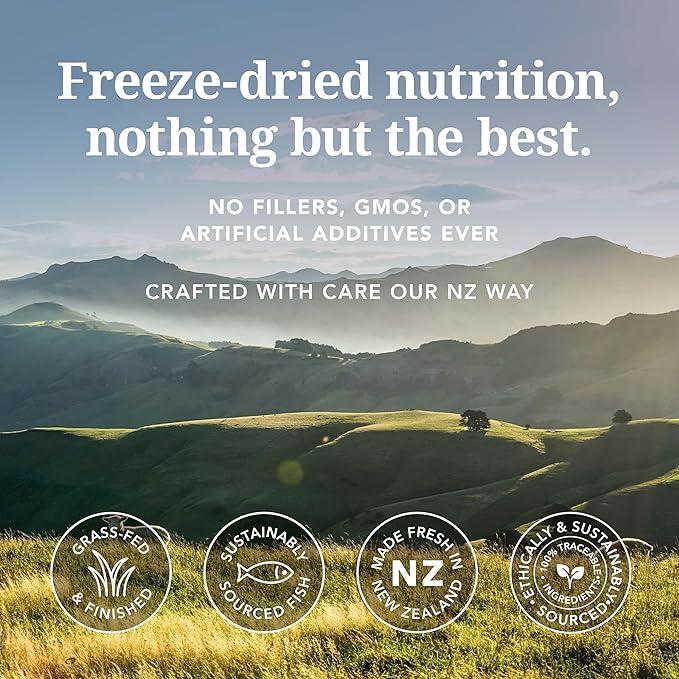 K9 Natural Beef & Hoki Freeze Dried Dog Food, High-Meat Natural Complete Meal or Meal Toppers for Dogs, Grass-Fed Beef & Hoki from New Zealand, Grain-Free, GMO-Free, Complete & Balanced Nutrition, 8lb