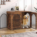 44.1" Wooden Dog Crate Furniture, Indoor Dog Kennel Dogs Cage for Small/Medium/Large Dogs, Heavy Duty Dog Crates Decorative Pet House End Side Table TV Stand, Rustic Brown DFC83901B