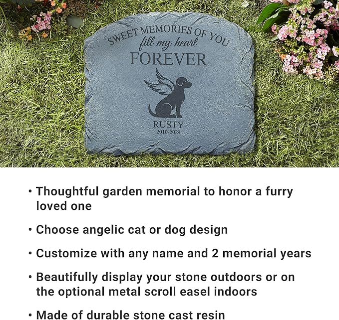 Let's Make Memories Personalized Forever Friend Pet Memorial Stone - Dog - Sympathy Garden Marker